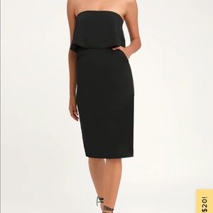Lulus lots of love black strapless midi dress -XL